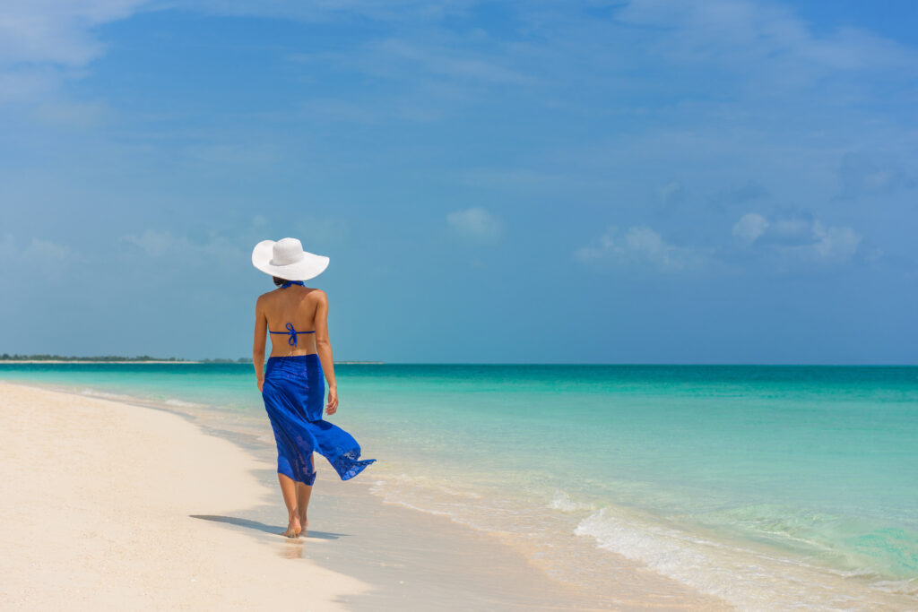 An ideal warp beach coverup for women over 40